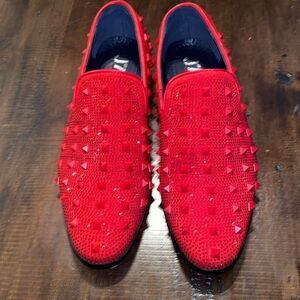 J75 Jump Fernando Red Spiked Men's Loafers size 8